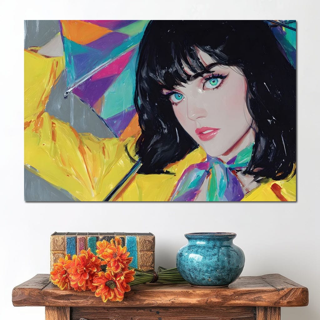 Tablou Canvas Premium, LuxCanva® G1216, Energia Tineretii, Privire, Curcubeu, Umbrela, Ploaie, Ochi, Turcoaz, Zambet, Cromatic, Neon, Vise, Aura, Dans, Melodie, Acvatic, Salon, Birou, Living,