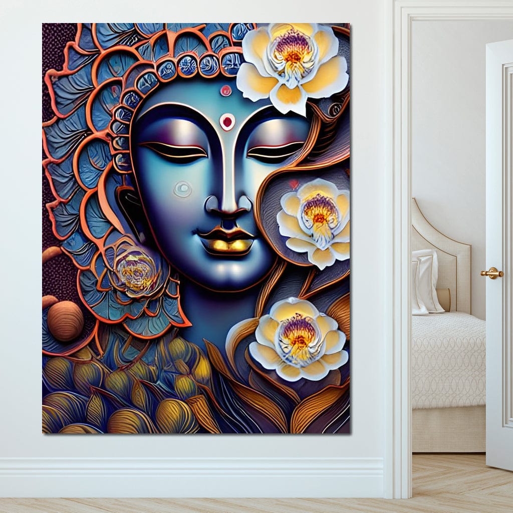 Tablou Canvas Premium LuxCanva® I120, Inflorirea Spiritului, Buddha, Zen, Iluminare, Pace Interioara, Spiritualitate, Armonie, Meditatie, Flori, Lotus, Urna, Living, Dormitor