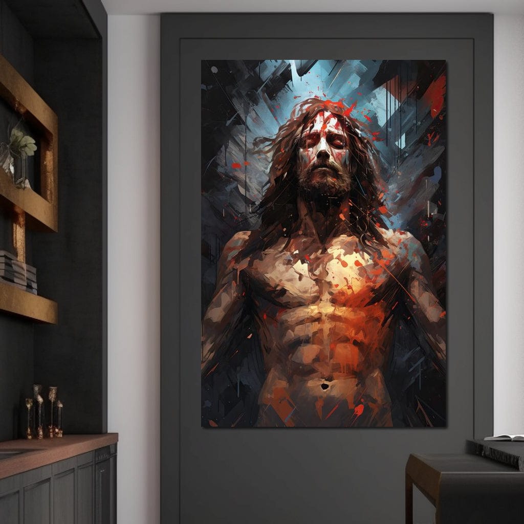 Tablou Canvas Premium LuxCanva® H1040, Patimile lui Hristos, Iisus, Martiriu, Forta Interioara, Sacrificiu, Divinitate, Gratie, Mantuire, Arta Sacra, Living, Dormitor