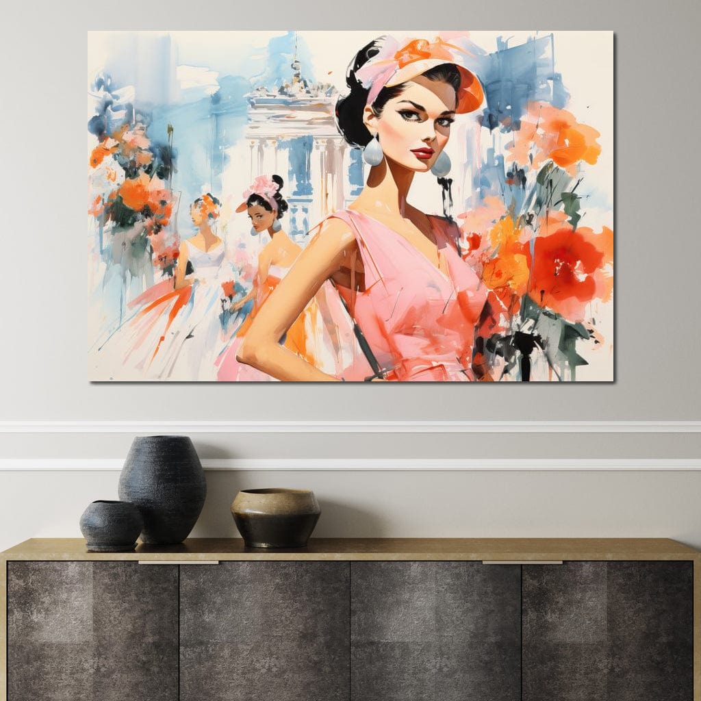 Tablou Canvas Premium, LuxCanva® G1130, O Primavara Retro, Paris, Stil, Eleganta, Femei, Bulevard, Moda, Trecut, Vintage, Rafinament, Living, Dormitor