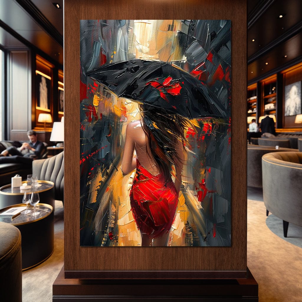 Tablou Canvas Premium LuxCanva® G1034, Pasi prin Furtuna ,  Ploaie, Oras, Feminitate, Pasiune, Modernitate, Par, Lung, Living, Dormitor, Culori vibrante