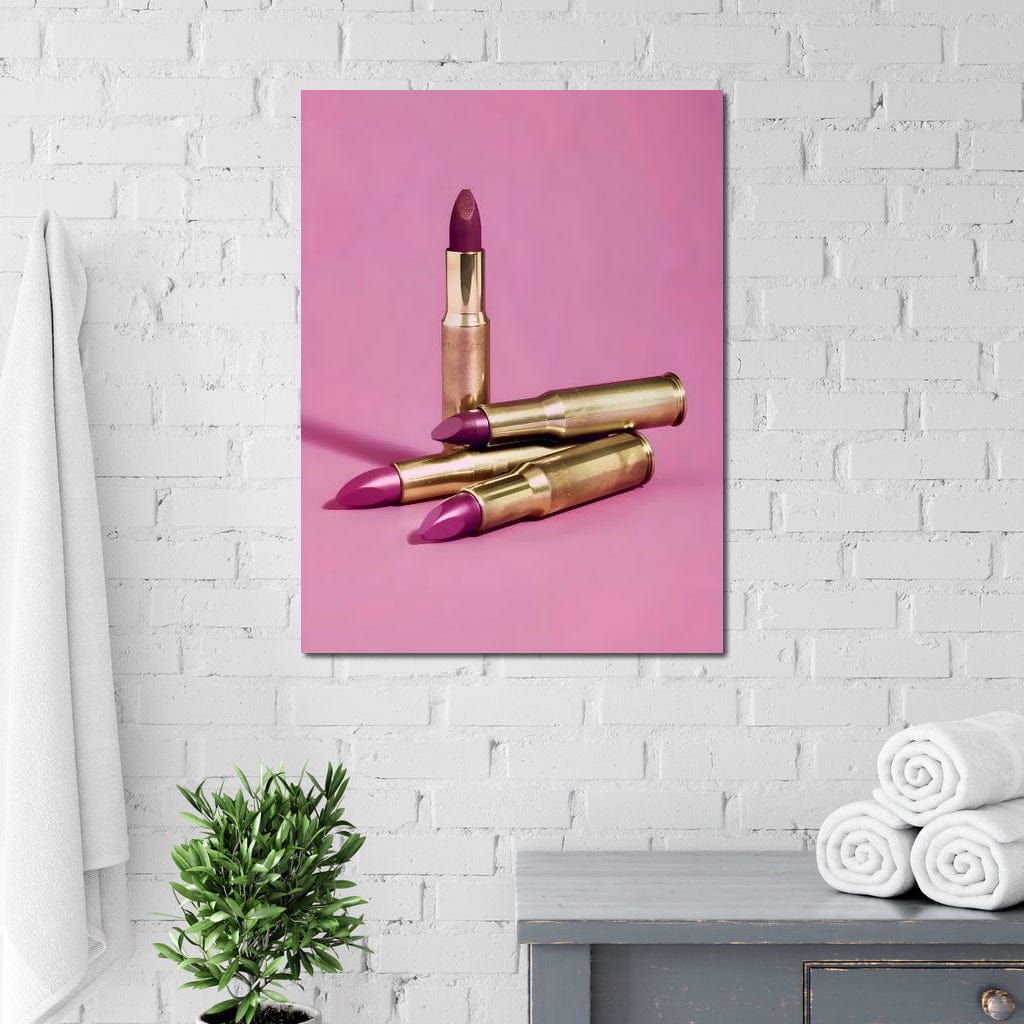 Tablou Canvas Premium, LuxCanva® G1224, Armele Feminitatii, Ruj, Auriu, Roz, Glont, Fundal, Pop Art, Minimalism, Feminitate, Glamour, Make-up, Rebeliune, Seductie, Machiaj, Salon, Birou, Living, Dormitor