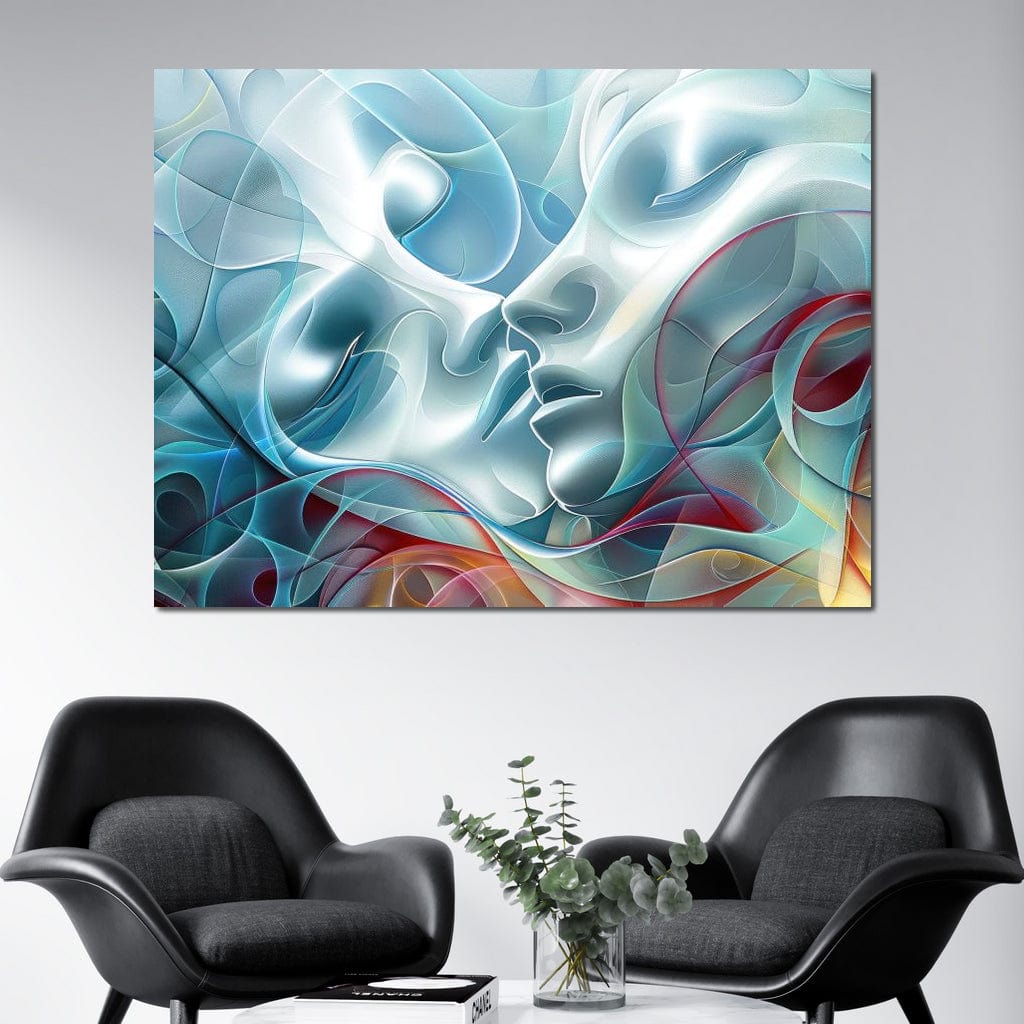 Tablou Canvas Premium LuxCanva® E1004, Suflete Impletite, Fluiditate, Conexiune, Armonie, Chipuri, Unire, Amor, Living Room, Culori vibrante