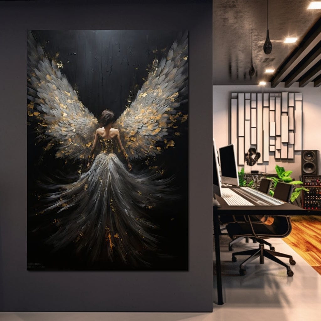 Tablou Canvas Premium, LuxCanva® G1203, Aripile Eternitatii, Divin, Ceresc, Nastere, Lumina, Aripi, Inger, Atingere, Angelic, Transcendenta, Spiritual, Cosmic, Birou, Living, Dormitor