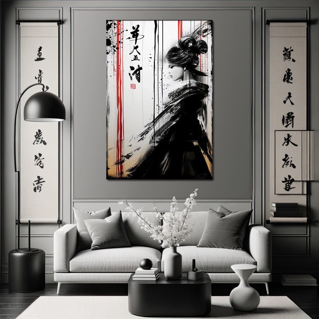 Tablou Canvas Premium LuxCanva® G1061, Aleasa Samuraului , Gheisa, Eterna, Litere, Japoneze, Tus, Negru, Sotie, Zen, Umbra, Living, Dormitor