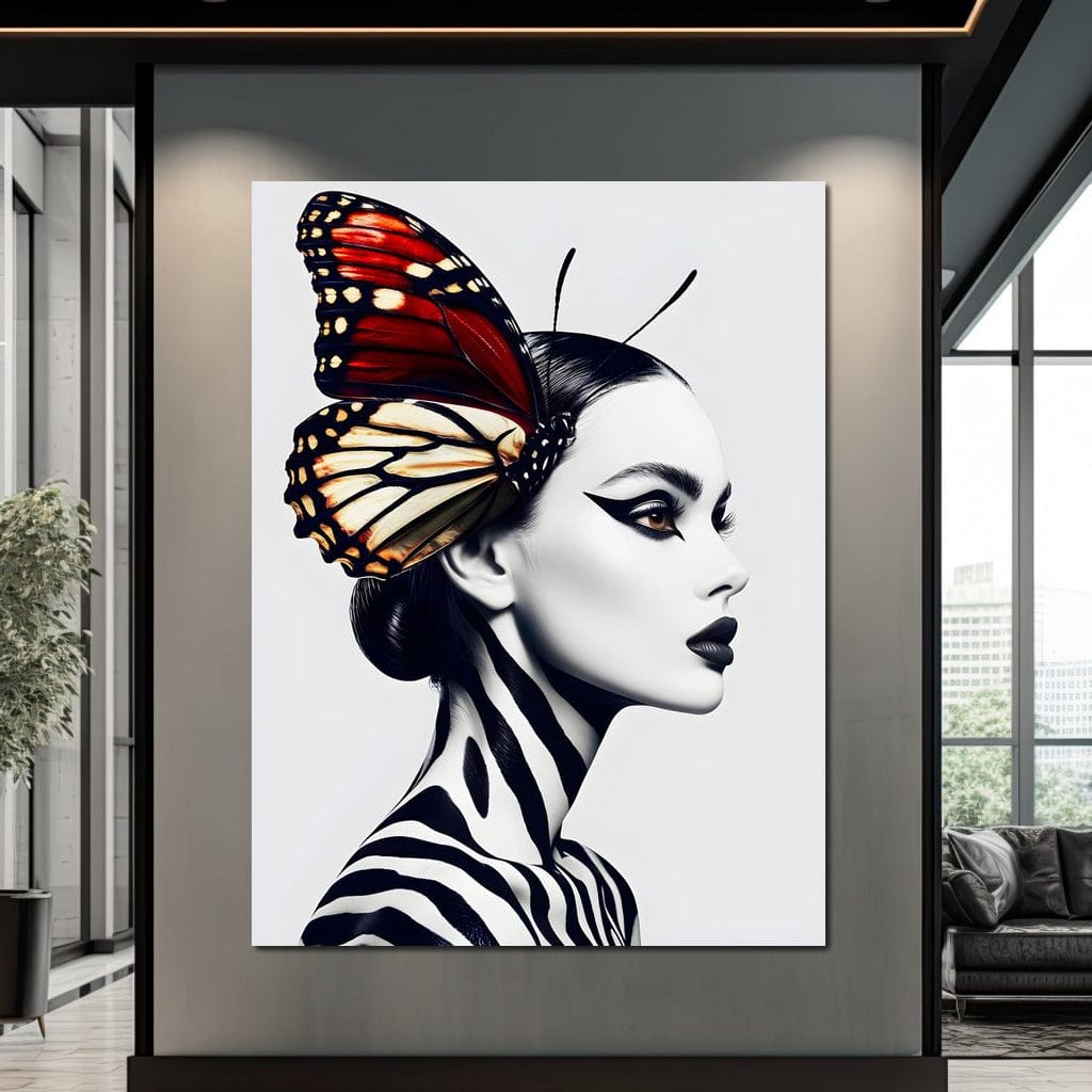 Tablou Canvas Premium LuxCanva® G1057, Fluturele Noptii , Transformare, Fluture, Omida, Simbioza, Metamorfoza, Living, Dormitor, Culori vibrante