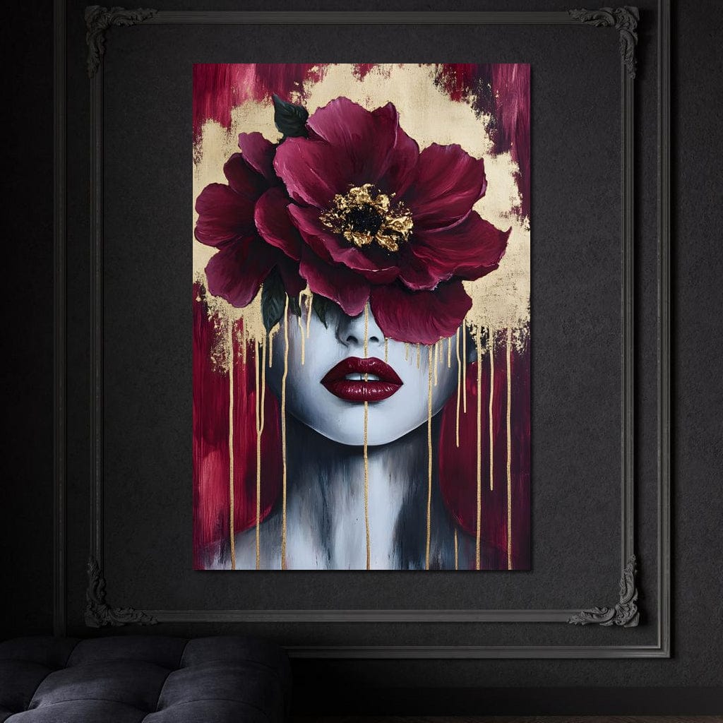 Tablou Canvas Premium, LuxCanva® G1139, Chipul Ascuns, Timiditate, Mov, Violet, Buze, Rafinament, Artistic, Lux, Pasiune, Noblete, Regina, Unicitate, Glamour, Birou, Living