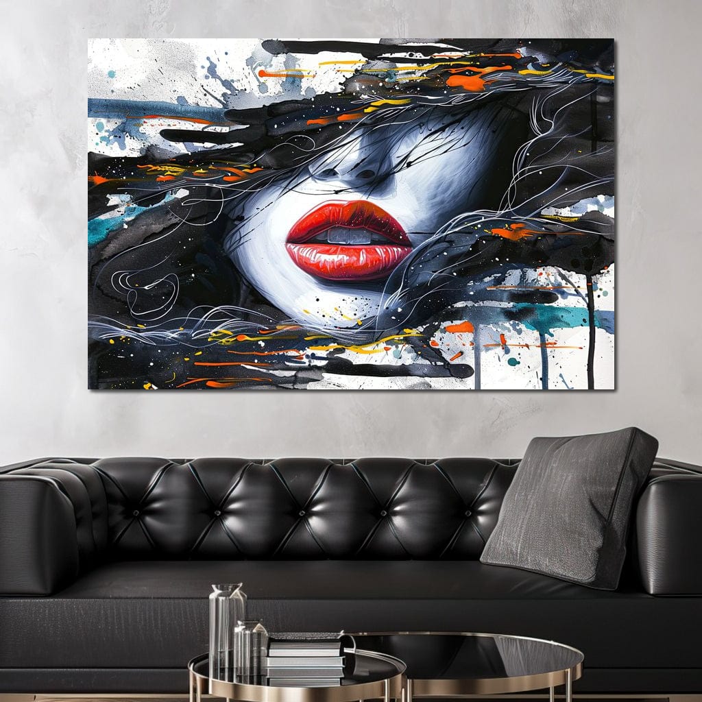 Tablou Canvas Premium LuxCanva® G1002, Mister In Culori , Buze, Rosii, Dramatism, Abstract, Frumusete, Haos, Living, Dormitor, Culori vibrante