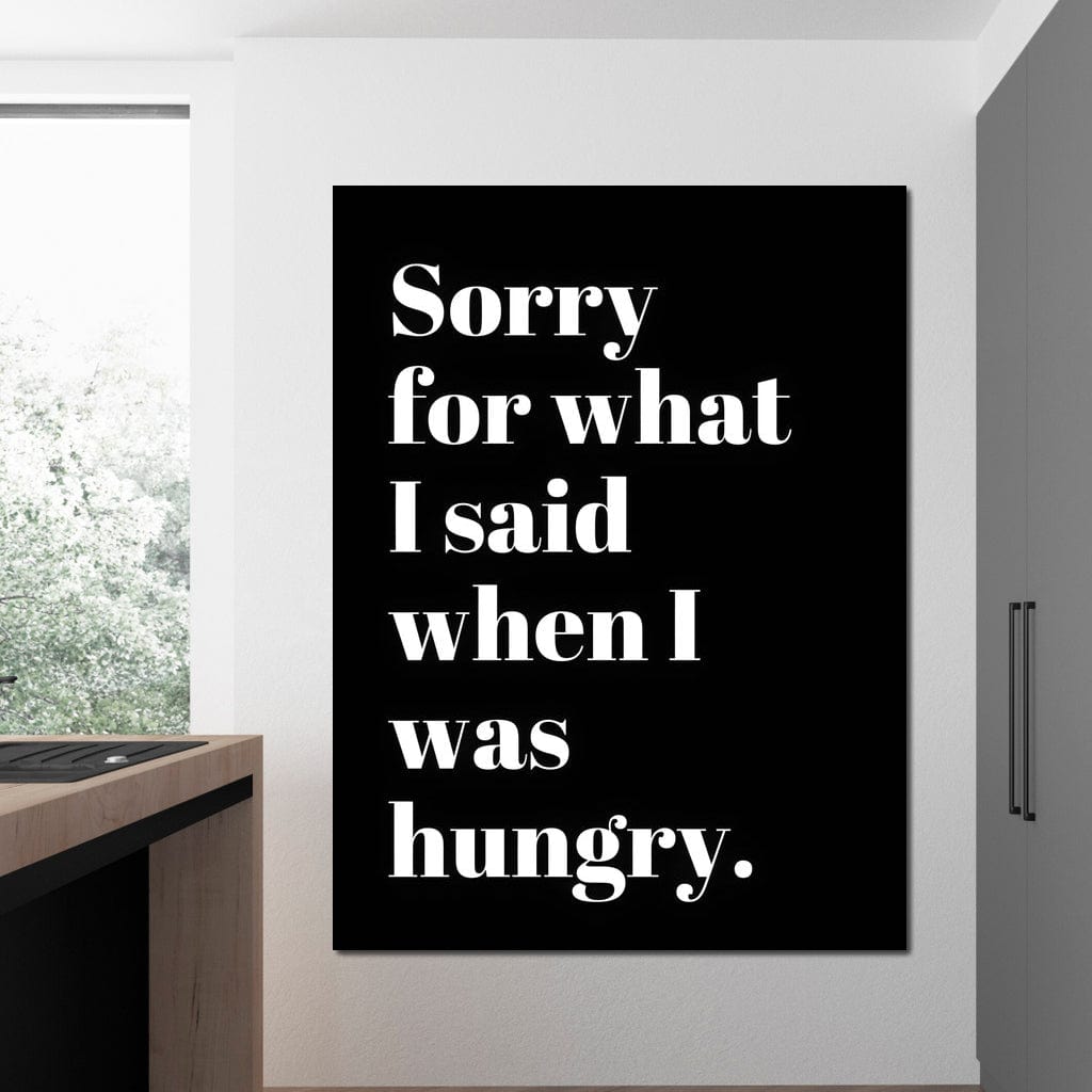 tablou canvas cu un mesaj amuzant scris cu litere albe, pe fundal negru