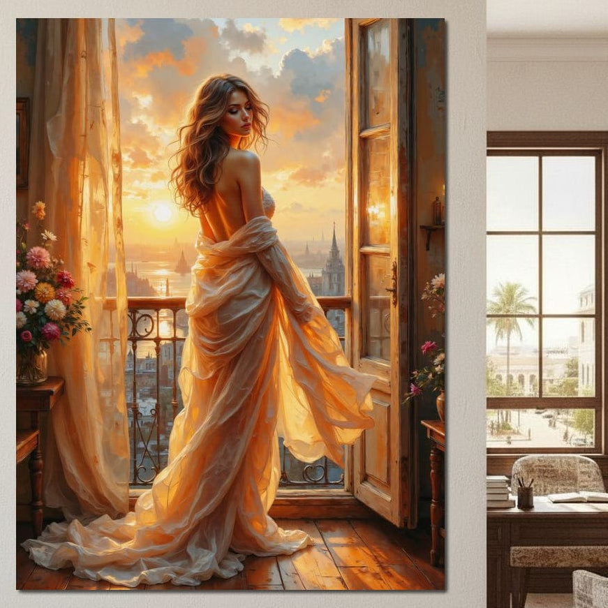 Tablou Canvas Premium, LuxCanva® G1240, Sclipiri de Dor,  Rasarit, Raza, Seara, Melancolie, Fragil, Frumusete, Vraja, Hipnotic, Diafan, Senzualitate, Emotie, Decoratiune, Zeita, Salon, Living, Dormitor