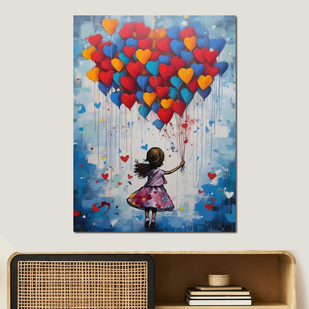 Tablou Canvas Premium LuxCanva® E1019, Inaltarea Inimilor spre Cer, Dor, Fir, Vise, Calatorie, Inimi, Living Room, Culori vibrante