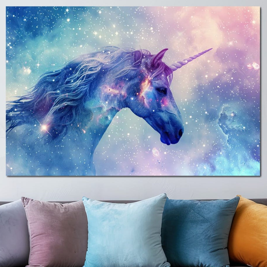 Tablou Canvas Premium, LuxCanva® K1003, Unicornul din Galaxie, Cer, Stele, Cosmic, Vise, Univers, Constelatii, Fantezie, Feeric, Creatura, Fantastica, Mitic, Camera Copii