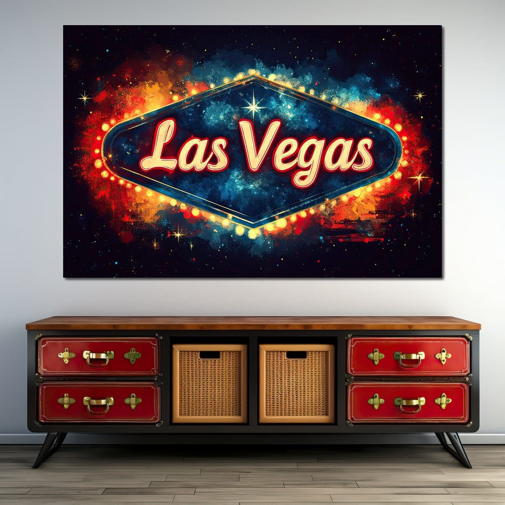 Tablou Canvas Premium LuxCanva® F1014, Viva Las Vegas , Exuberanta, Lux, Cazino, Spectacol, Adrenalina, Living, Birou, Culori vibrante
