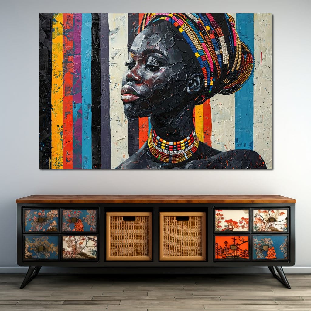 Tablou Canvas Premium, LuxCanva® G1118, Poveste din Africa,  Culori, Margele, Tribal, Contraste, Spirit, Perle, Identitate, Profil, Eleganta, Living, Dormitor