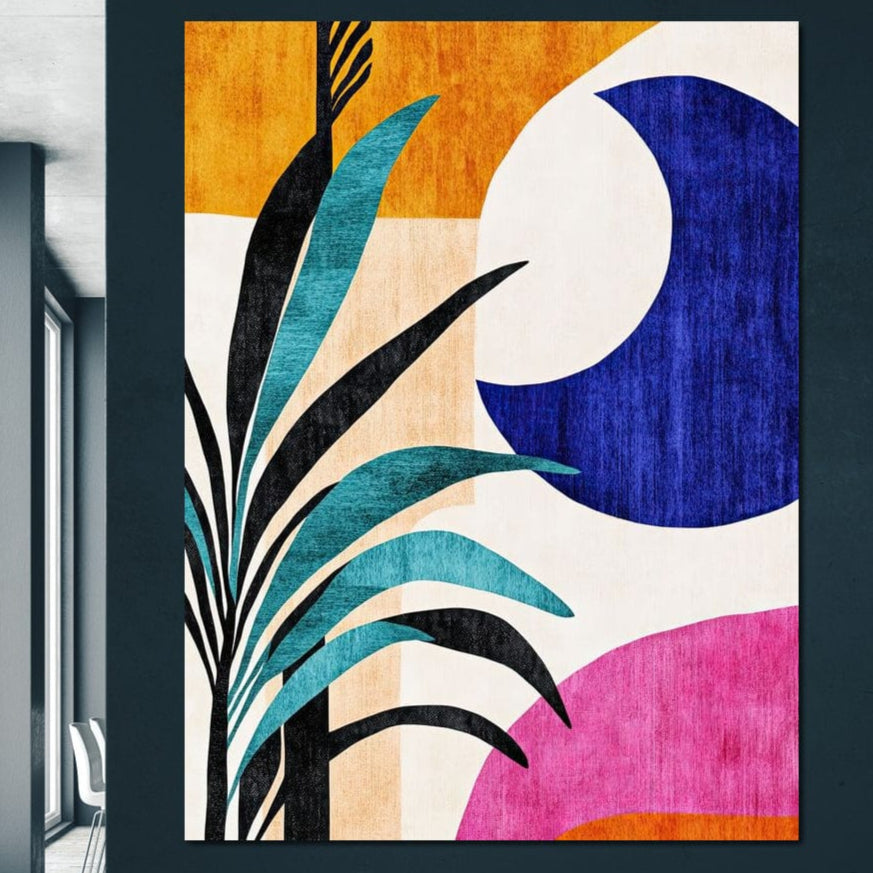 Tablou Canvas Premium, LuxCanva® J1011, Dialog Intre Forme, Frunza, Valuri, Liniste, Forme, Geometrie, Arhitectura, Abstract, Estival, Anotimp, Semiluna, Living, Dormitor