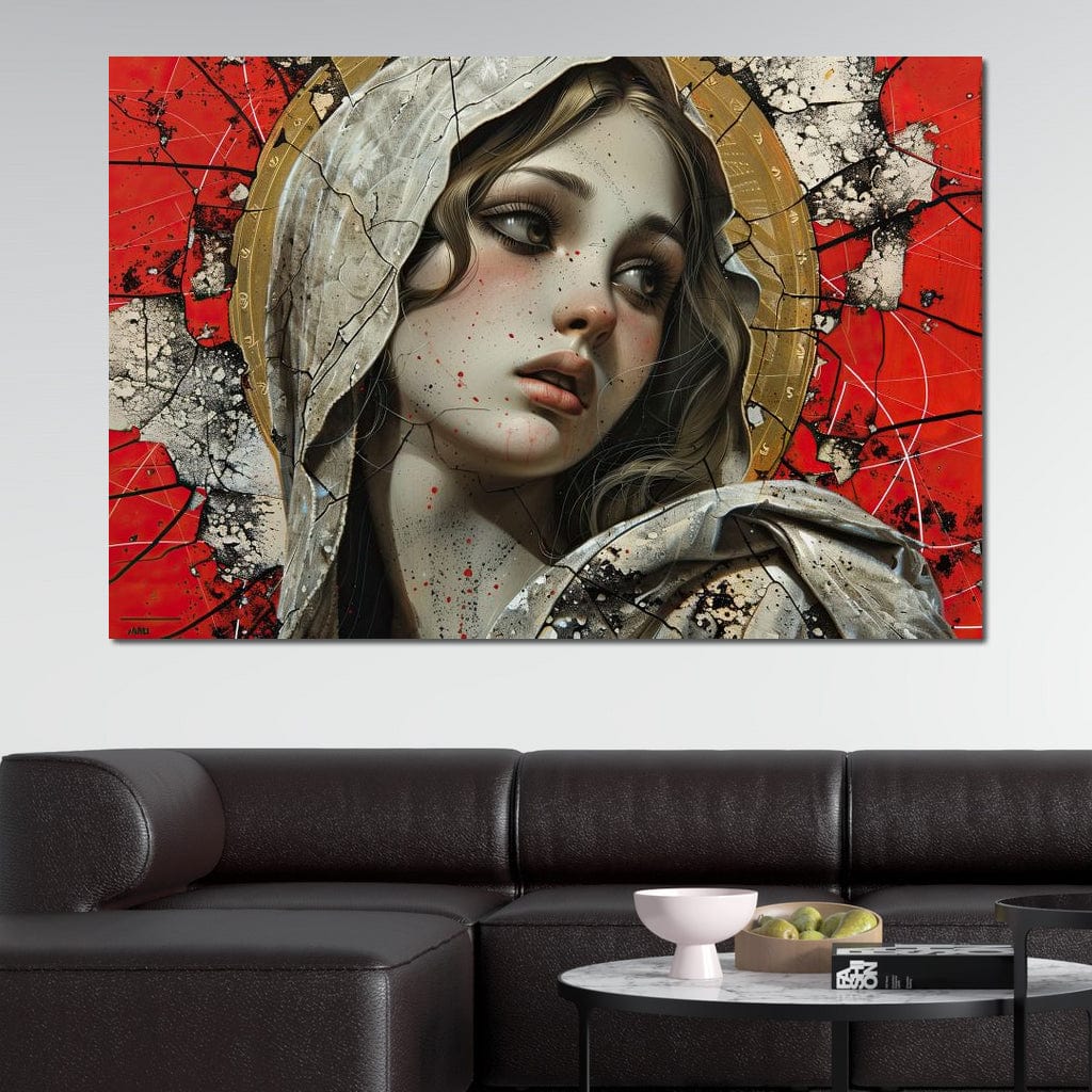 Tablou Canvas Premium LuxCanva® H1042, Aura Sacra, Icoana Reinterpretata, Speranta, Blandete, Fragilitate, Pace, Arta Religioasa Moderna, Living, Dormitor