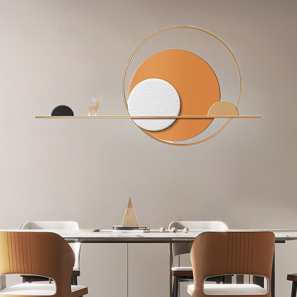 Decoratiune Metalica de Perete LuxCanva® Sunset Horizon A2274, din Metal, Orizontala, Portocaliu, Alb, Auriu, Dimensiune Mare 150 x 80 cm