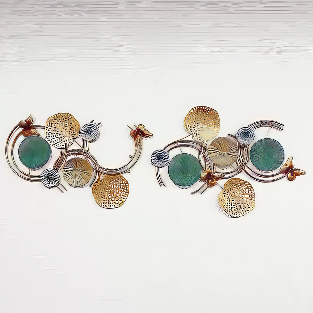 Decoratiune Metalica de Perete LuxCanva® Ocean Harmony A2136L, din Metal, Orizontala, Auriu, Turcoaz, Gri, Dimensiune Mare 157 x 57 cm