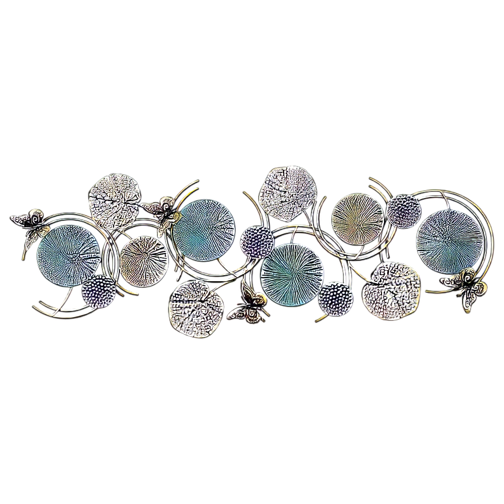 Decoratiune Metalica de Perete LuxCanva® Ocean Harmony A2136L, din Metal, Orizontala, Auriu, Turcoaz, Gri, Dimensiune Mare 157 x 57 cm