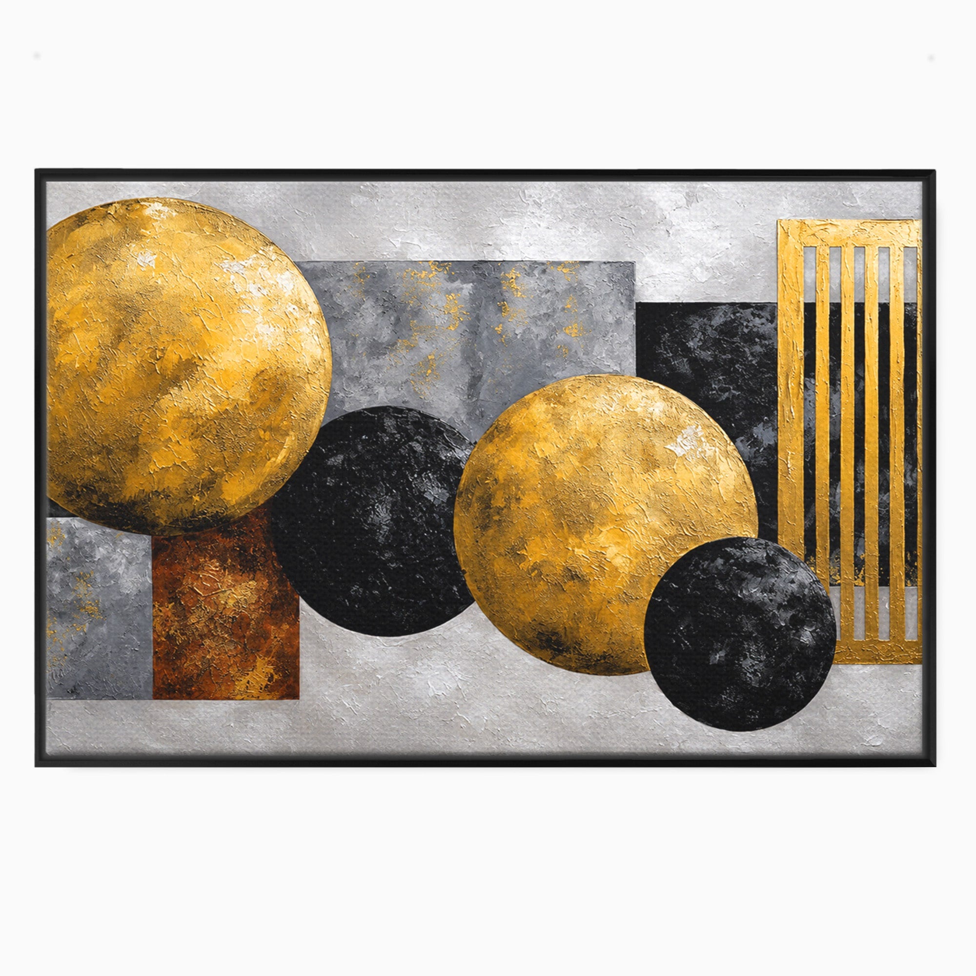 Tablou Canvas Premium LuxCanva® 1318, Armonie Geometrica Aurie, Geometrie, Abstract, Auriu, Birou, Modern, Culori Vibrante