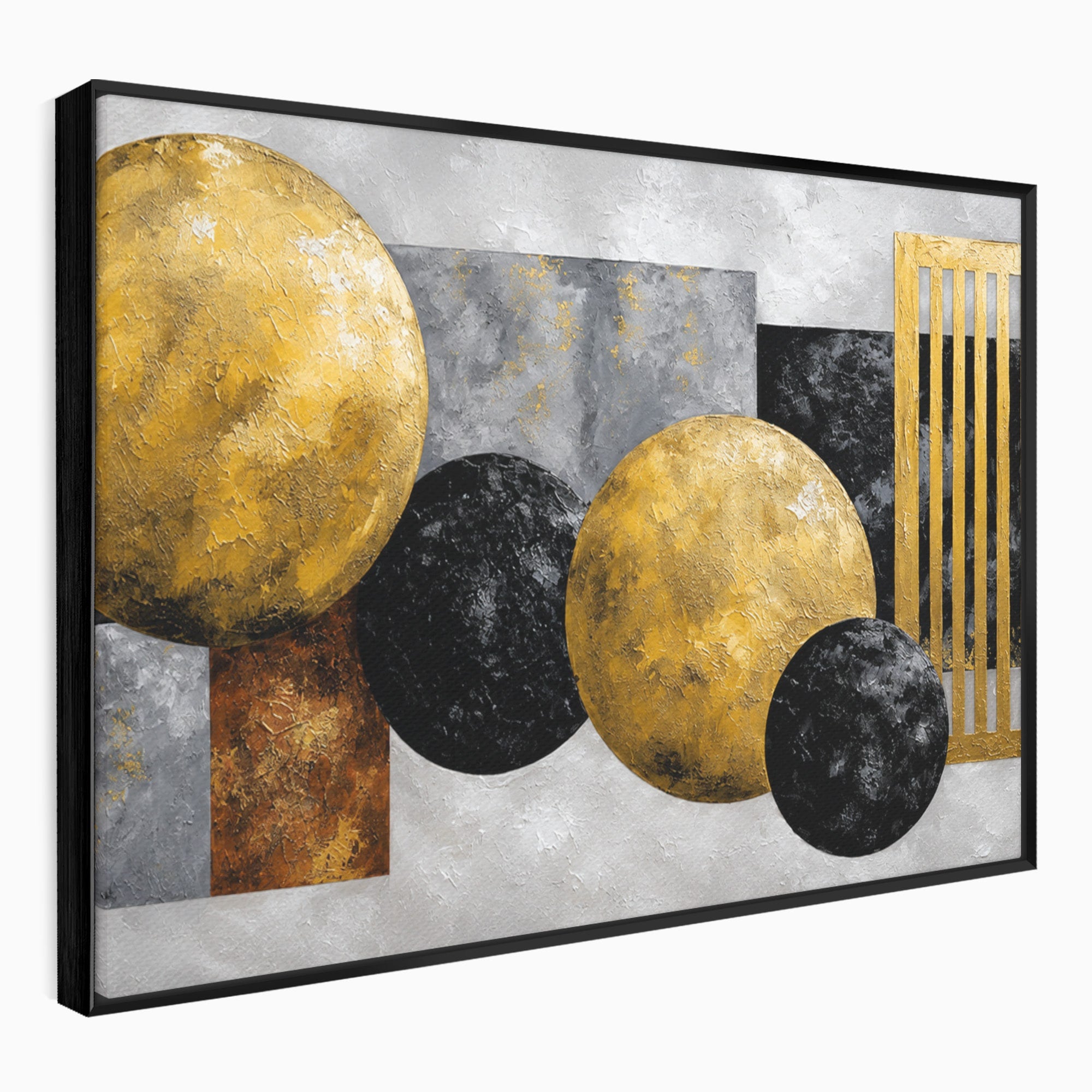 Tablou Canvas Premium LuxCanva® 1318, Armonie Geometrica Aurie, Geometrie, Abstract, Auriu, Birou, Modern, Culori Vibrante