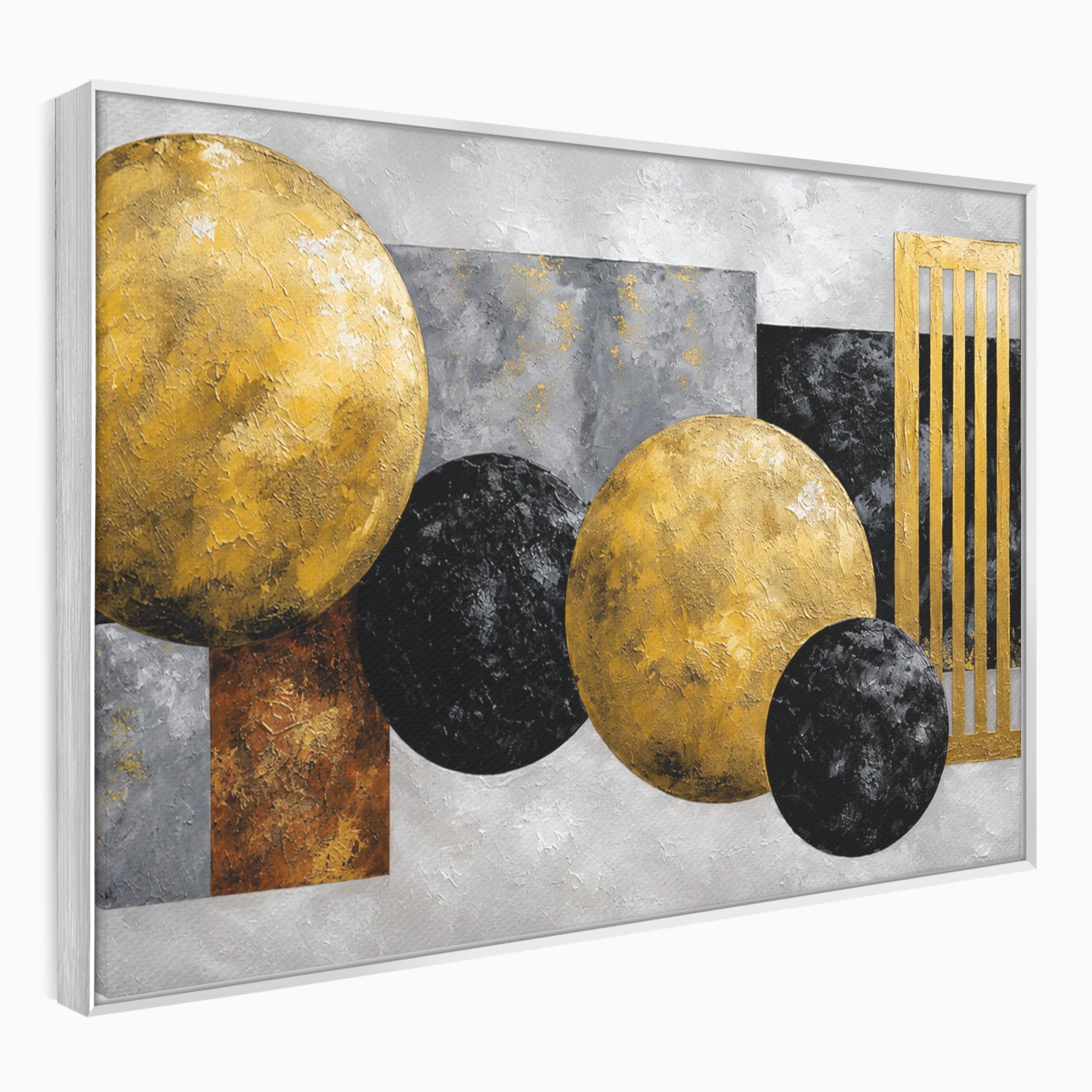 Tablou Canvas Premium LuxCanva® 1318, Armonie Geometrica Aurie, Geometrie, Abstract, Auriu, Birou, Modern, Culori Vibrante