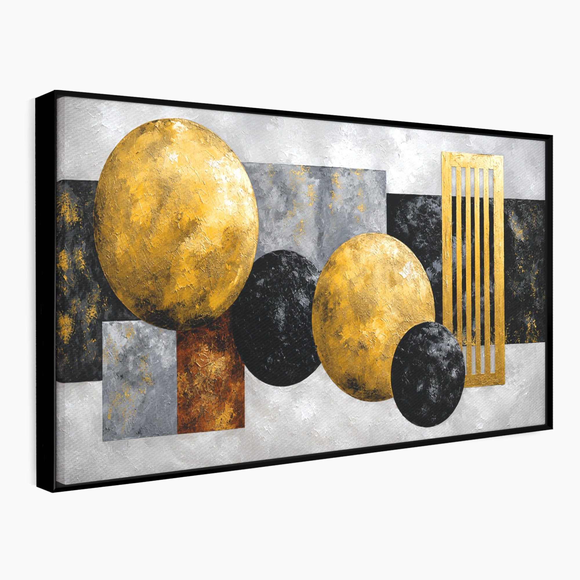 Tablou Canvas Premium LuxCanva® 1318, Armonie Geometrica Aurie, Geometrie, Abstract, Auriu, Birou, Modern, Culori Vibrante