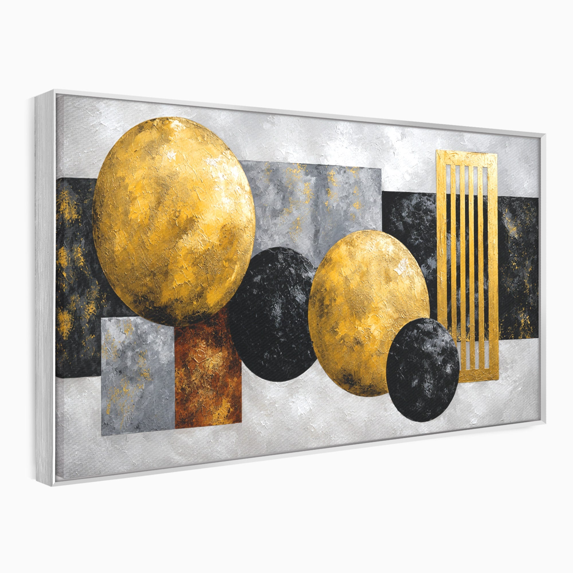 Tablou Canvas Premium LuxCanva® 1318, Armonie Geometrica Aurie, Geometrie, Abstract, Auriu, Birou, Modern, Culori Vibrante