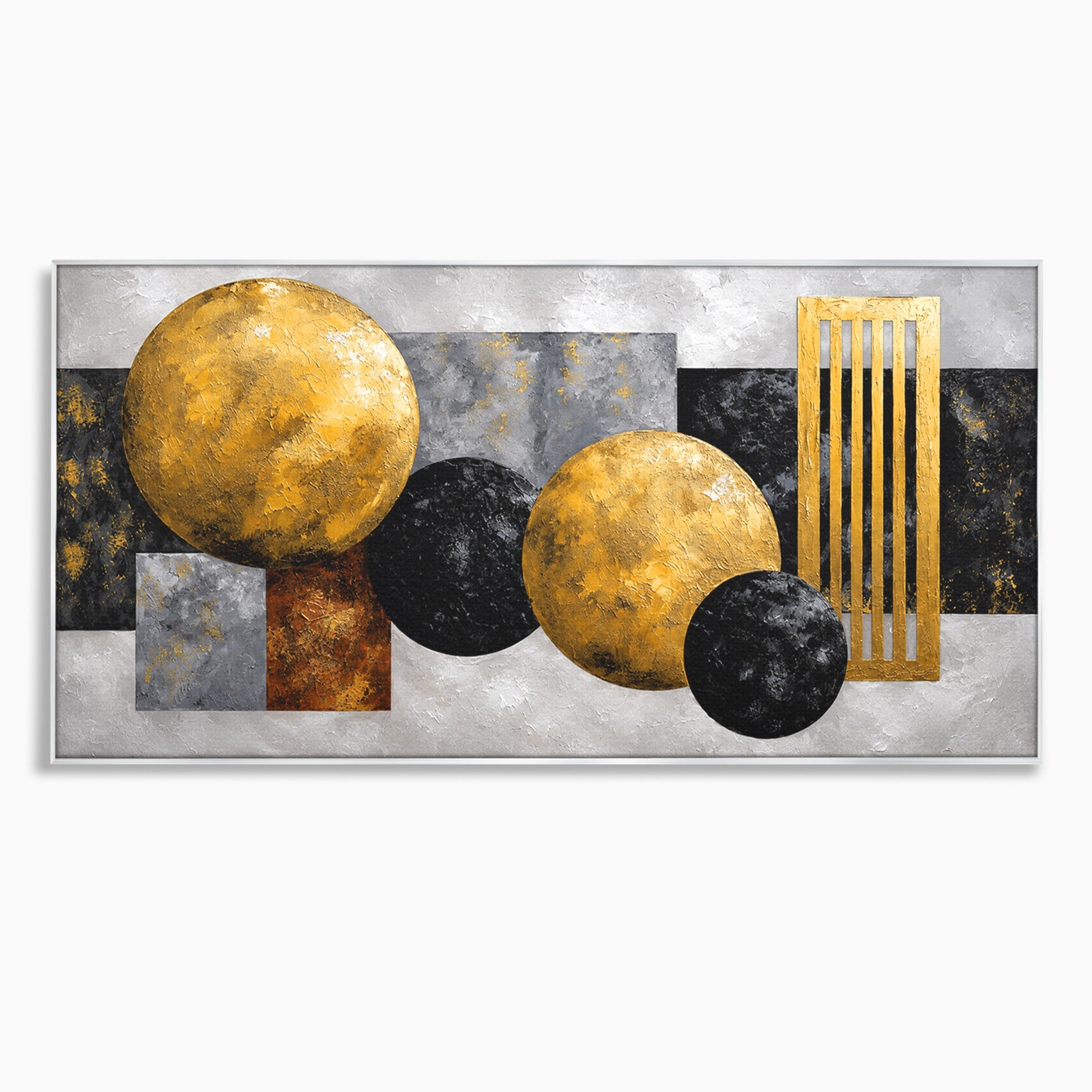 Tablou Canvas Premium LuxCanva® 1318, Armonie Geometrica Aurie, Geometrie, Abstract, Auriu, Birou, Modern, Culori Vibrante