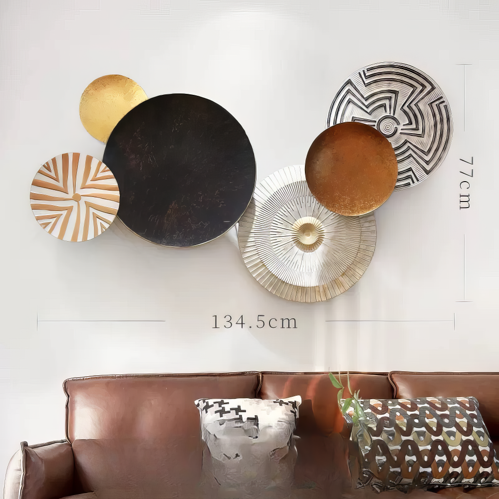 Set 2 Decoratiuni Metalice de Perete LuxCanva® Bronze Mirage A2284, din Metal, Orizontala, Negru, Auriu, Alb, Cupru, Dimensiune Mare 197 x 77 x 14 cm