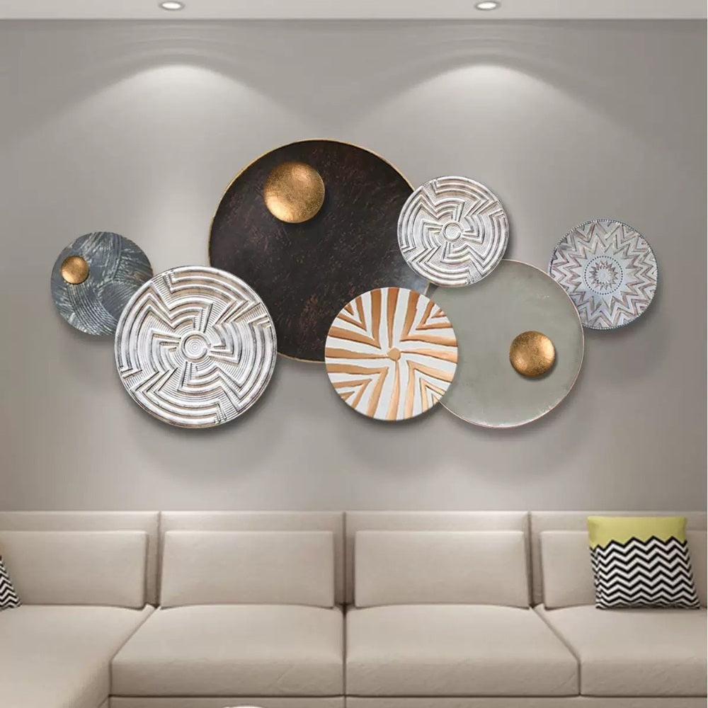 Decoratiune Metalica de Perete LuxCanva® Forged Spirit A2453, din Metal, Negru, Gold, Alb, Gri, Auriu, Dimensiune Mare 135 x 64 cm