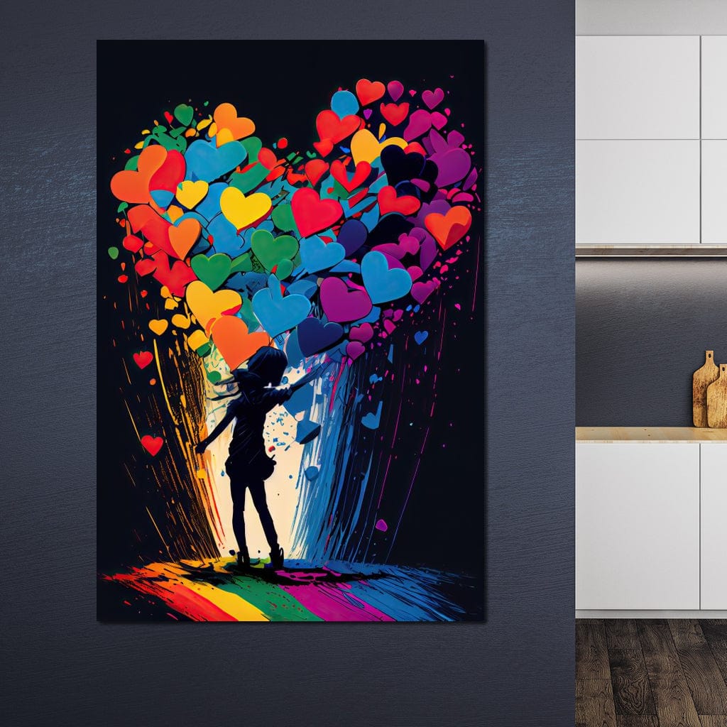 Tablou Canvas Premium LuxCanva® E1023, Puterea Iubirii, Tineresc, Curcubeu, Expresie, Armonie, Creativ, Living Room, Culori vibrante