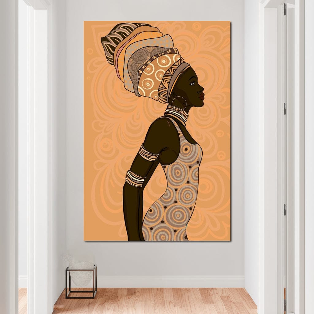 Tablou Canvas Premium, LuxCanva® G1074, Traditie si Modernitate, Africa, Continent, Feminitate, Exotic, Turban, Gratie, Soare, Bratari, Living, Dormitor