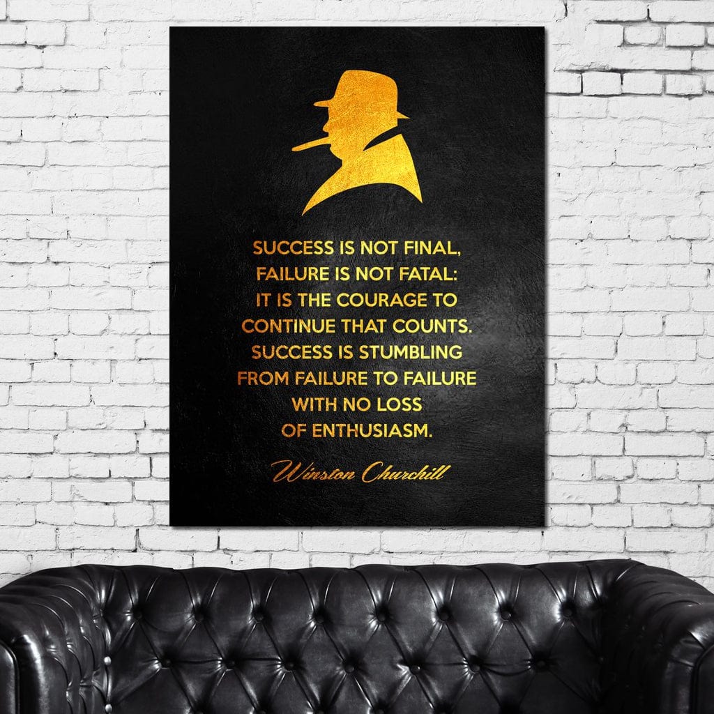 Tablou Canvas Premium LuxCanva® F1033, Gandeste Ca Un Lider , Churchill, Lideri, Motivatie, Perseverenta, Succes, Living Room, Birou, Culori vibrante