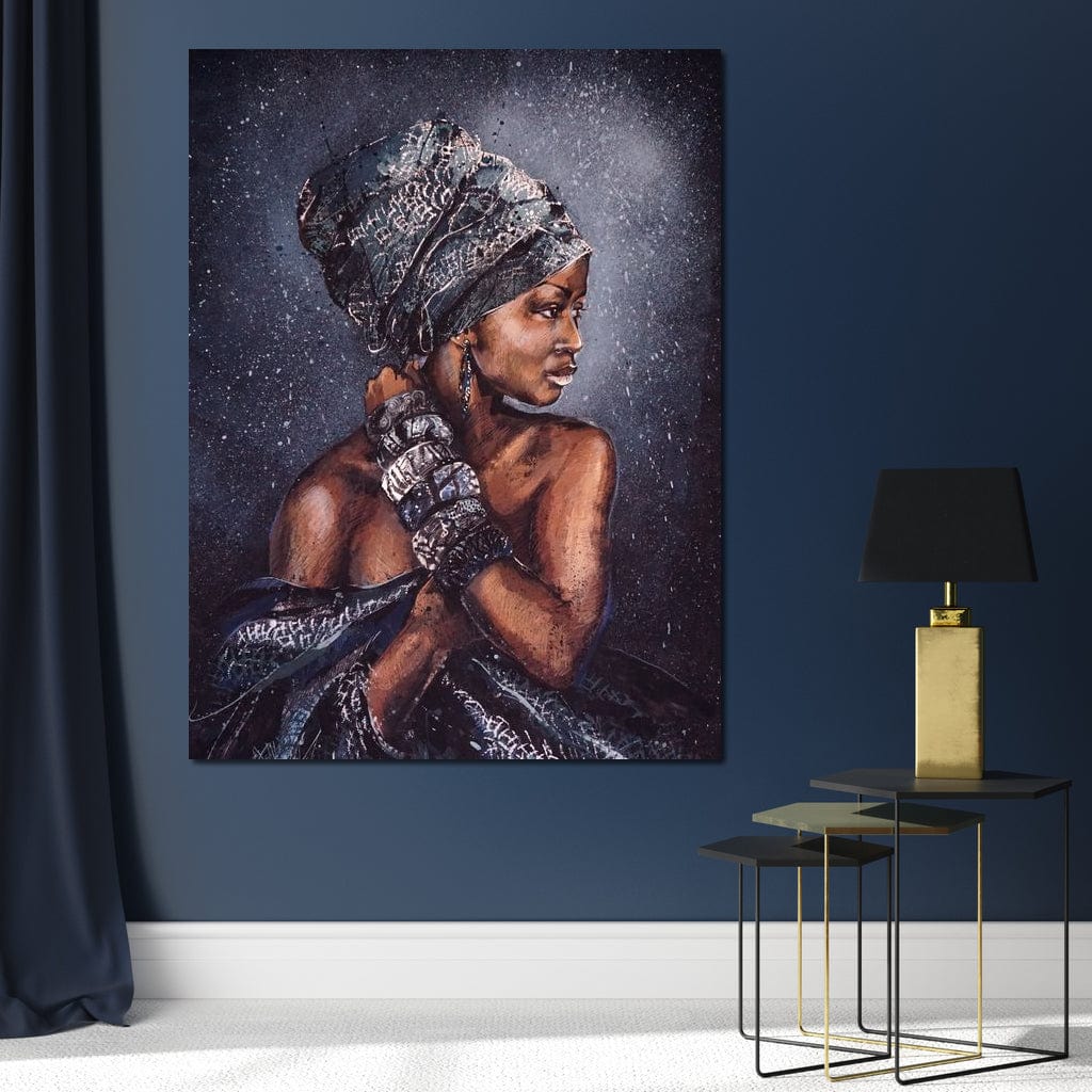 Tablou Canvas Premium LuxCanva® G1060, Aura Femeii Africane , Regala, Eterna, Turban, Cultura, Noblete, Feminism, Identitate, Living, Dormitor