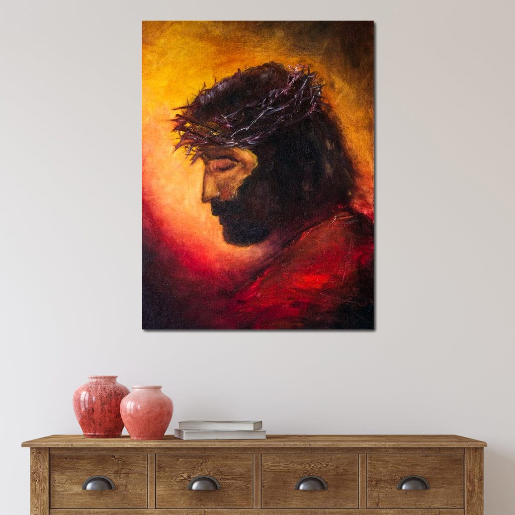 Tablou Canvas Premium LuxCanva® H1008, Purtatorul Pacatelor Lumii , Sacrificiu, Pacate, Lume, Suferinta, Iubire, Mantuire, Coroana, Lumina, Living