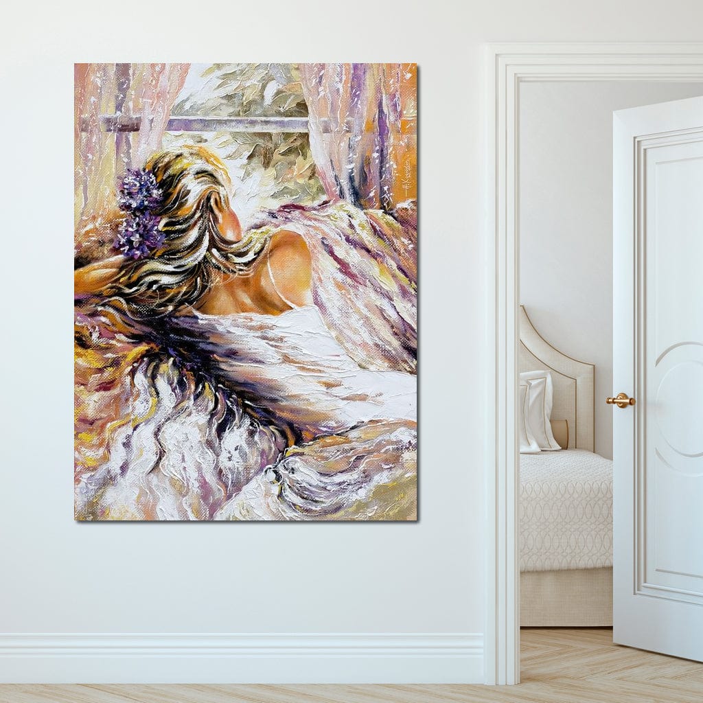 Tablou Canvas Premium LuxCanva® E1050, Dimineata Unei Visatoare, Rasarit, Fereastra, Ganduri, Diafana, Magie, Living Room, Culori vibrante