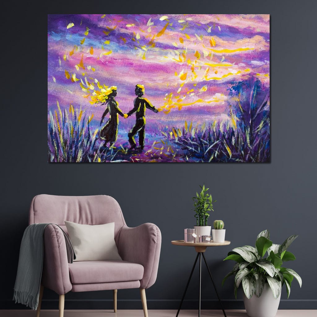 Tablou Canvas Premium LuxCanva® E1032, Mana in Mana Spre Infinit, Magie, Visare, Eternitate, Lila, Cuplu, Living Room, Culori vibrante