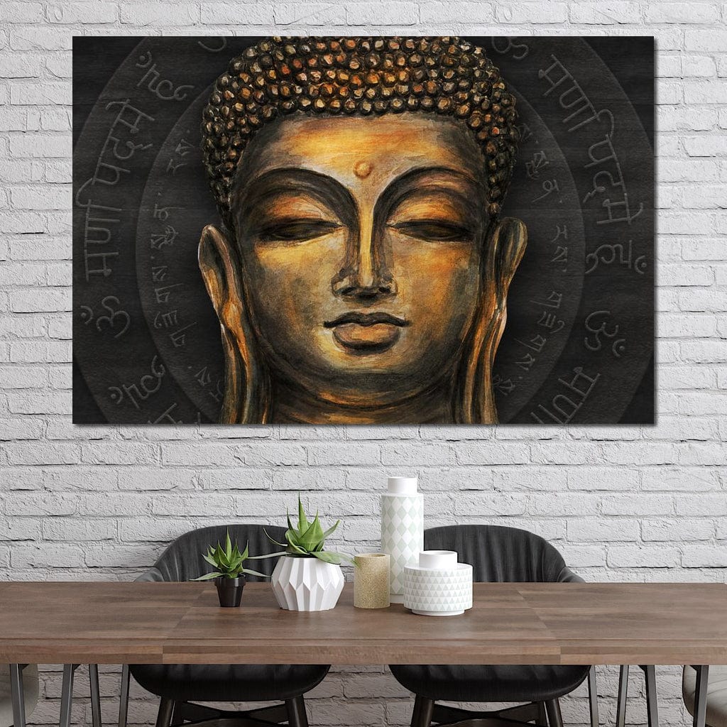 Tablou Canvas Premium LuxCanva® I110, Traieste Zen, Buddha, Zen, Templu, Mantra, Auriu, Echilibru, Ritual, Liniste, Sacru, Meditatie, Armonie, Urna