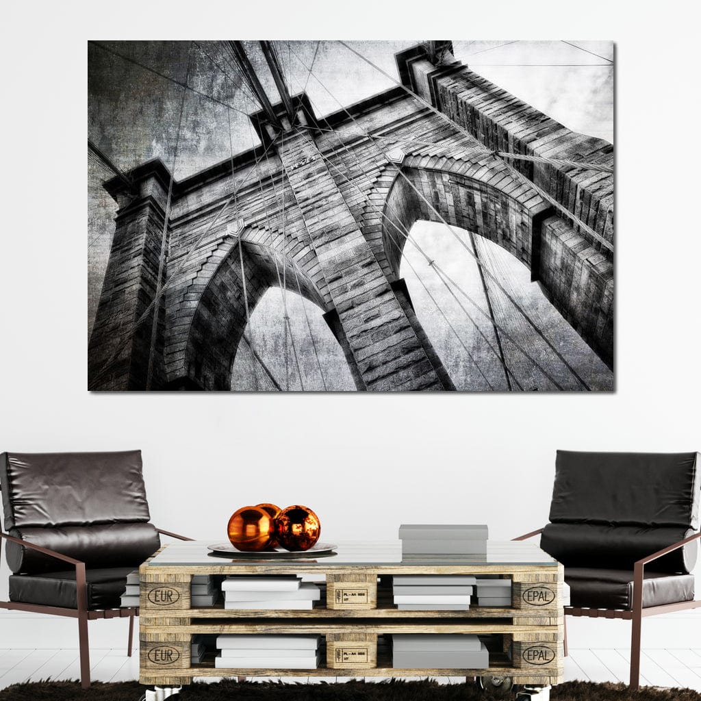Tablou Canvas Premium, LuxCanva® O1041, Podul Brooklyn, New York, Arhitectura, Iconic, Pod, Infinit, Industrial, Urban, Atemporal, Stabilitate, Rezistenta, Maretie, Vis, Birou, Living, Dormitor