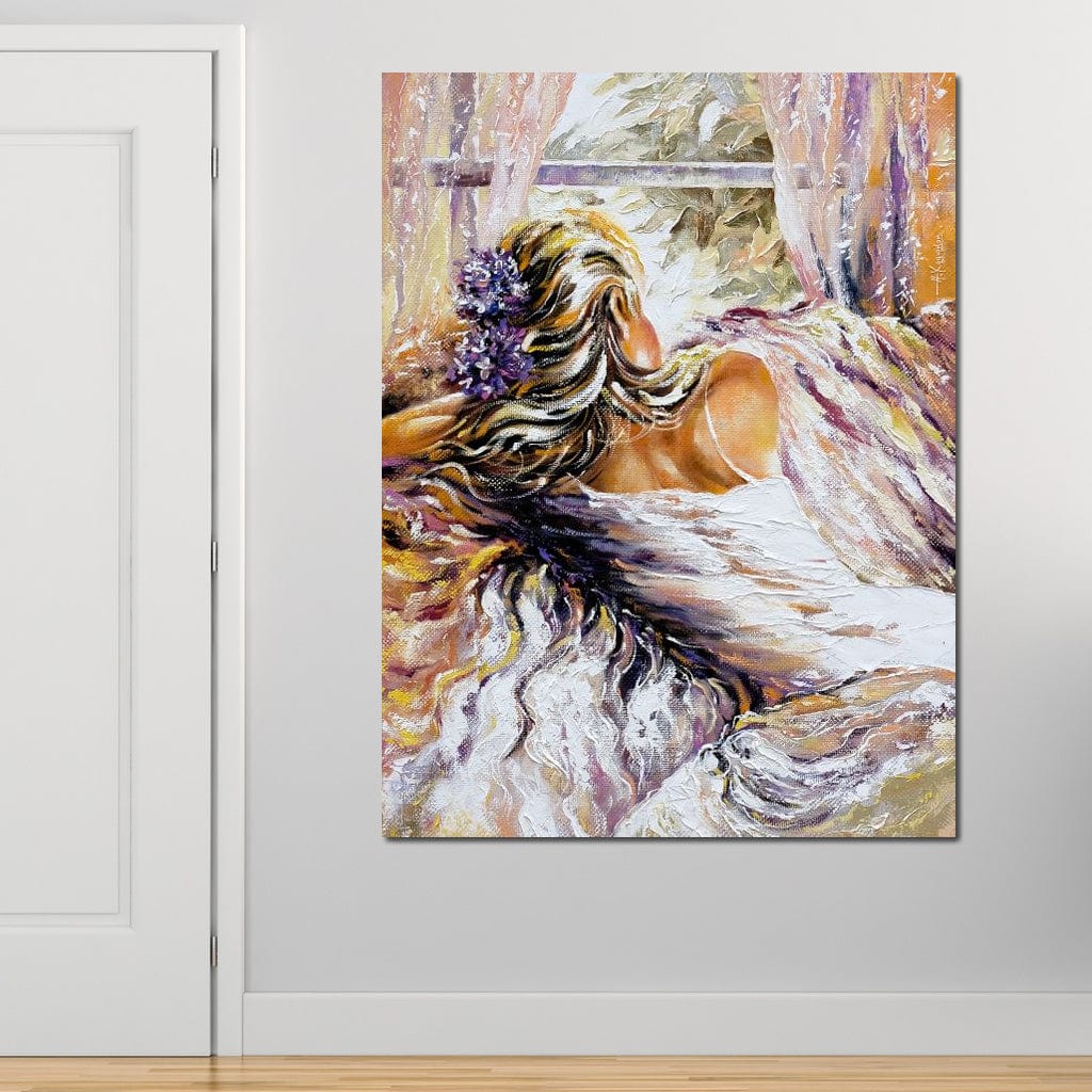 Tablou Canvas Premium LuxCanva® E1050, Dimineata Unei Visatoare, Rasarit, Fereastra, Ganduri, Diafana, Magie, Living Room, Culori vibrante