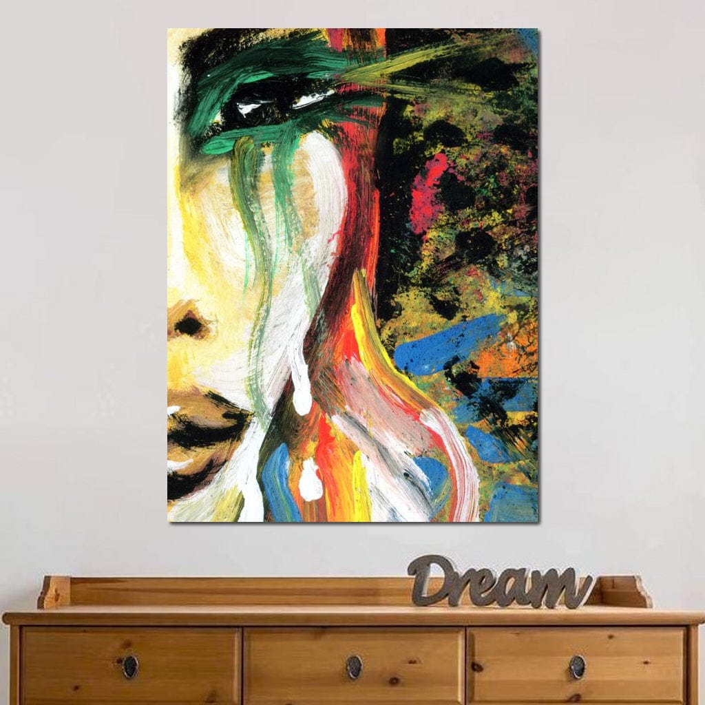 Tablou Canvas Premium, LuxCanva® G1079, Sentimente pe Panza, Lacrimi, Colorate, Suferinta, Emotie, Traire, Freamat, Culori, Living, Dormitor