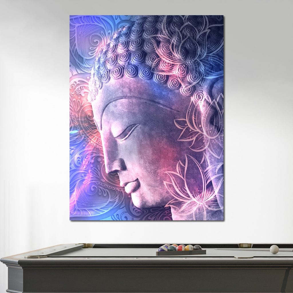 Tablou Canvas Premium, LuxCanva® I113, Buddha Cosmic, Meditatie, Zen, Profil, Lotus, Cosmos, Armonie, Spiritualitate, Relaxare, Energie, Univers