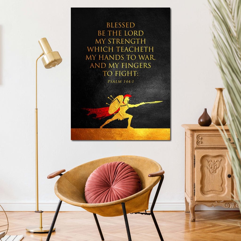 Tablou Canvas Premium LuxCanva® F1026, Curaj si Credinta , Biblic, Protectie, Razboi, Psalmi, Har, Living Room, Birou, Culori vibrante