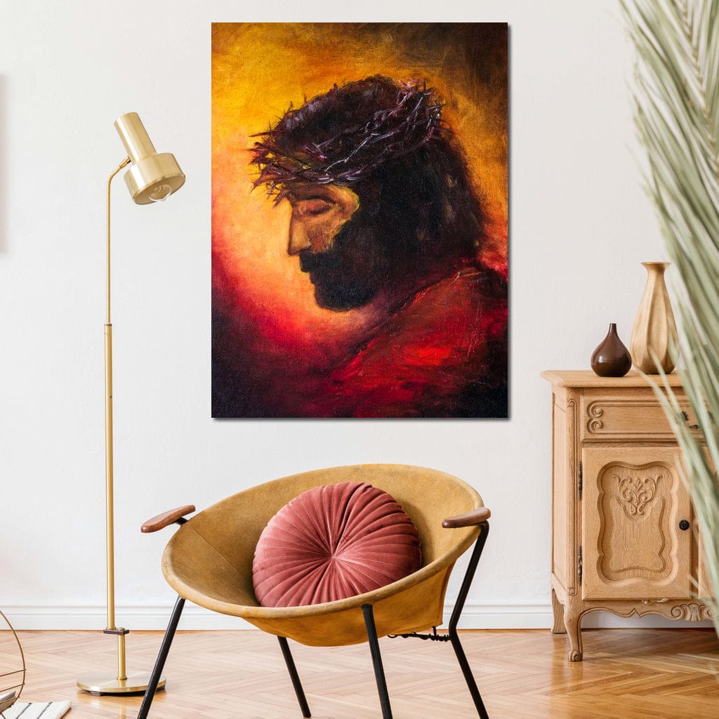 Tablou Canvas Premium LuxCanva® H1008, Purtatorul Pacatelor Lumii , Sacrificiu, Pacate, Lume, Suferinta, Iubire, Mantuire, Coroana, Lumina, Living