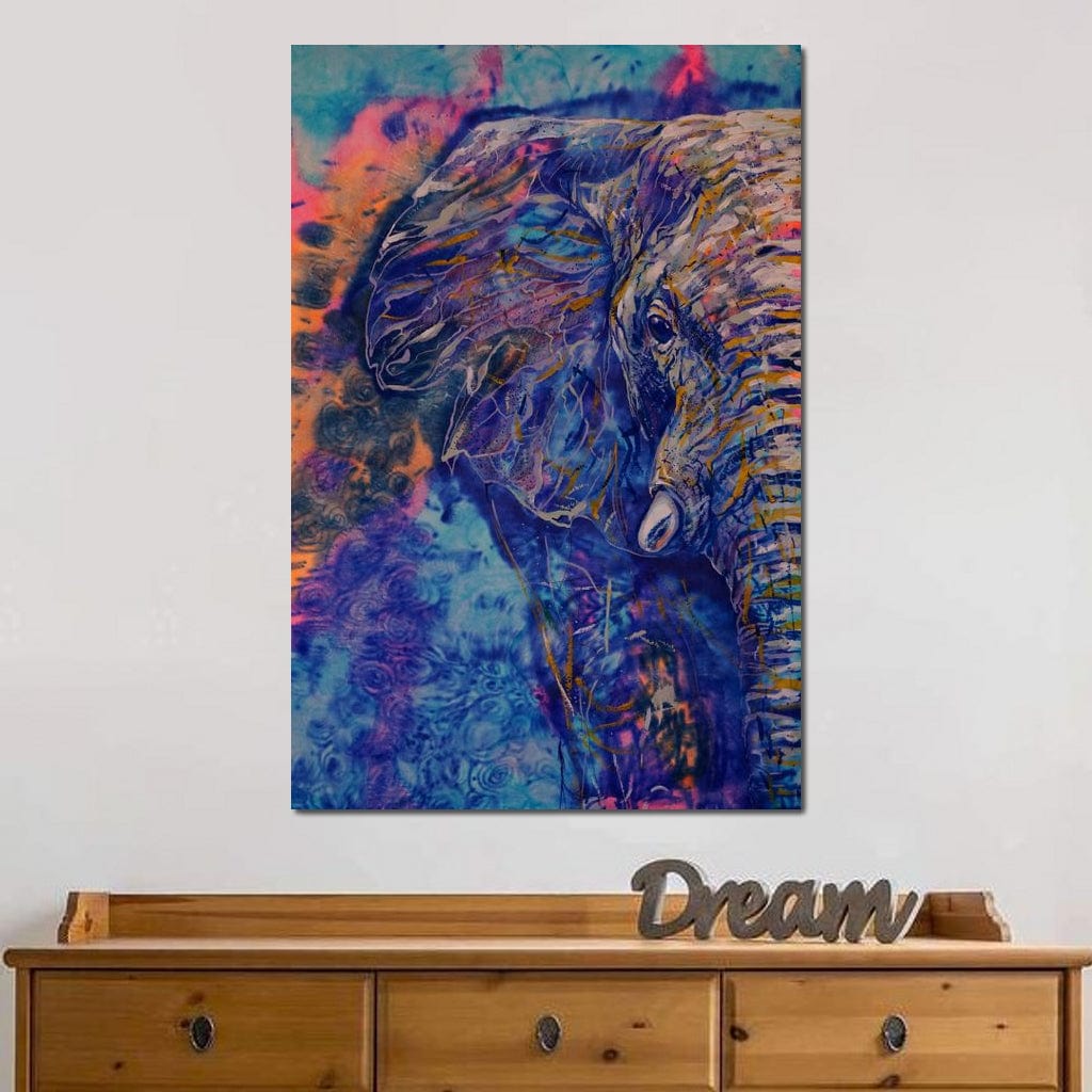 Tablou Canvas Premium, LuxCanva® M1315, Gigantul din Nebuloasa, Abstract, Multicolor, Culori Vibrante, Arta Moderna, Texturat, Elefant, Profil, Fantezie, Birou, Living, Camera Copil