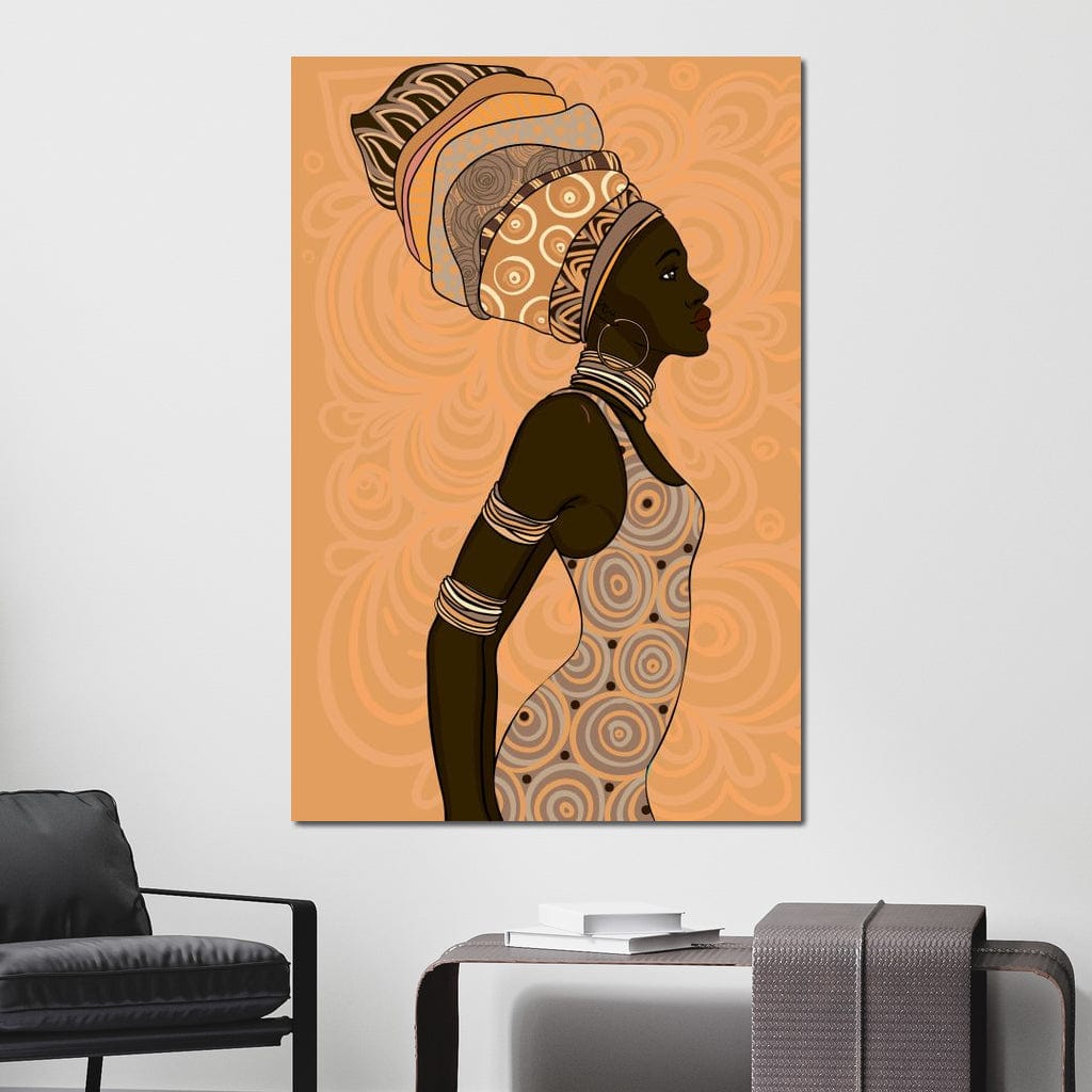 Tablou Canvas Premium, LuxCanva® G1074, Traditie si Modernitate, Africa, Continent, Feminitate, Exotic, Turban, Gratie, Soare, Bratari, Living, Dormitor