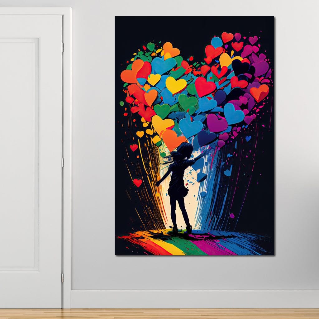 Tablou Canvas Premium LuxCanva® E1023, Puterea Iubirii, Tineresc, Curcubeu, Expresie, Armonie, Creativ, Living Room, Culori vibrante