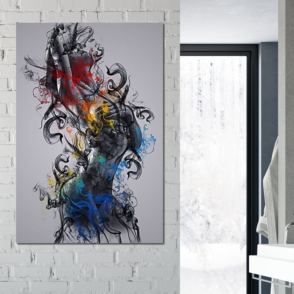 Tablou Canvas Premium LuxCanva® E1038, Femeie in Foc si Fum, Ardere, Foc, Fum, Femeie, Renastere, Living Room, Culori vibrante