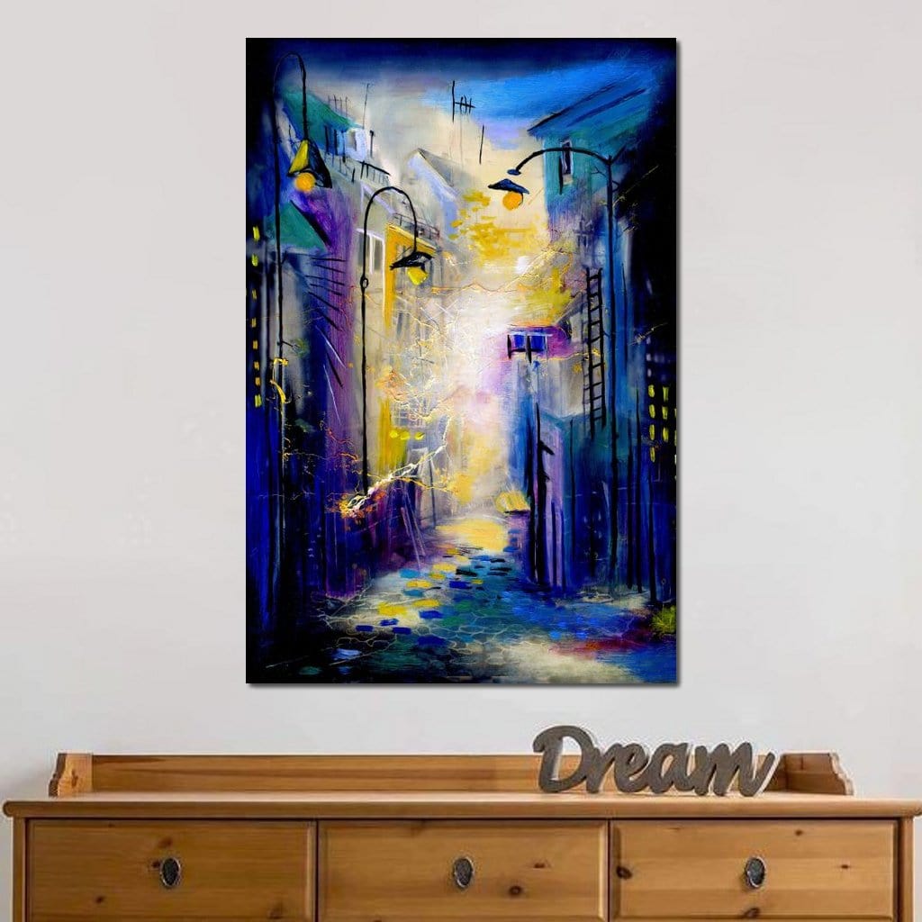 Tablou Canvas Premium, LuxCanva® O1008, Aleea Magica, Abstract, Urban, Peisaj, Oras, Lumini, Strada, Atmosfera, Mister, Modernism, Escapada, Plimbare, Pasi, Expresionism, Birou, Living, Dormitor